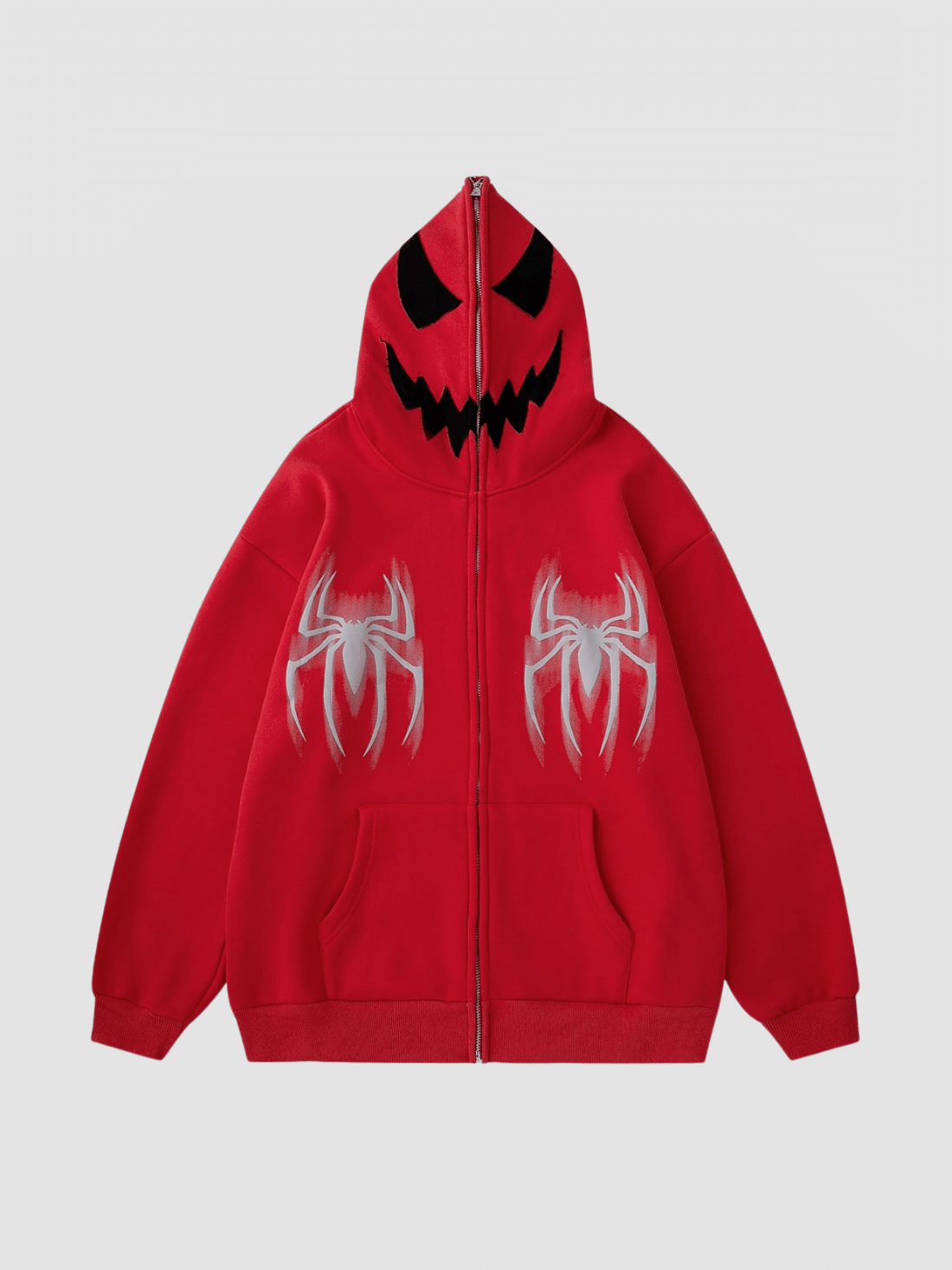 SPIDER SMILE - Oversized Print Zip Up Hoodie Black | TEENWEAR.EU