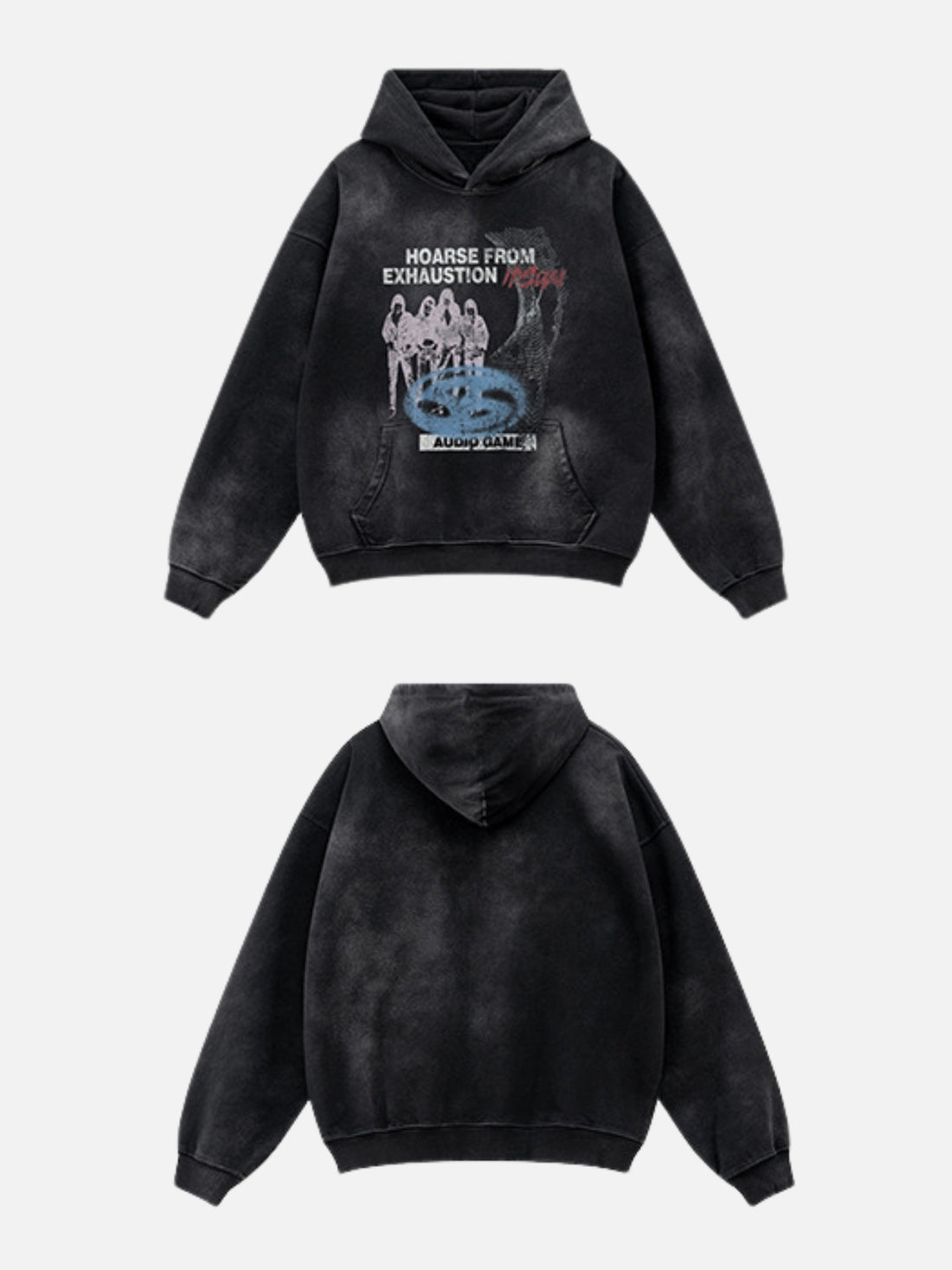 HOARSE - Oversized Print Hoodie Black | TEENWEAR.EU