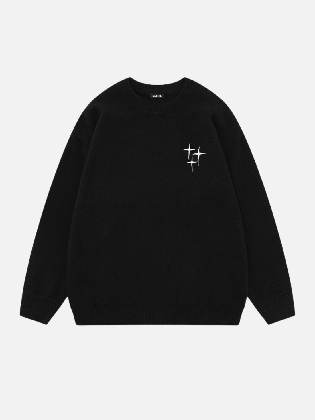 REFUSED - Oversized Embroidered Sweater Black | TEENWEAR.EU