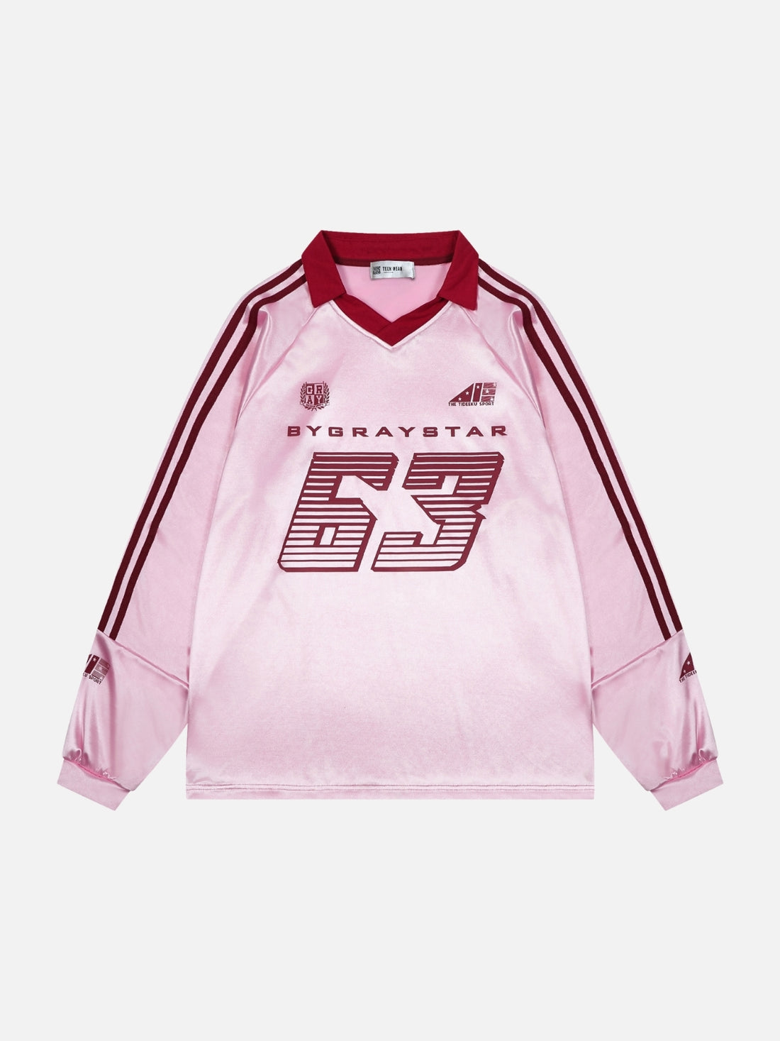 GRAY SPORT - Oversized Graphic Long Sleeve Jersey Pink | TEENWEAR.EU