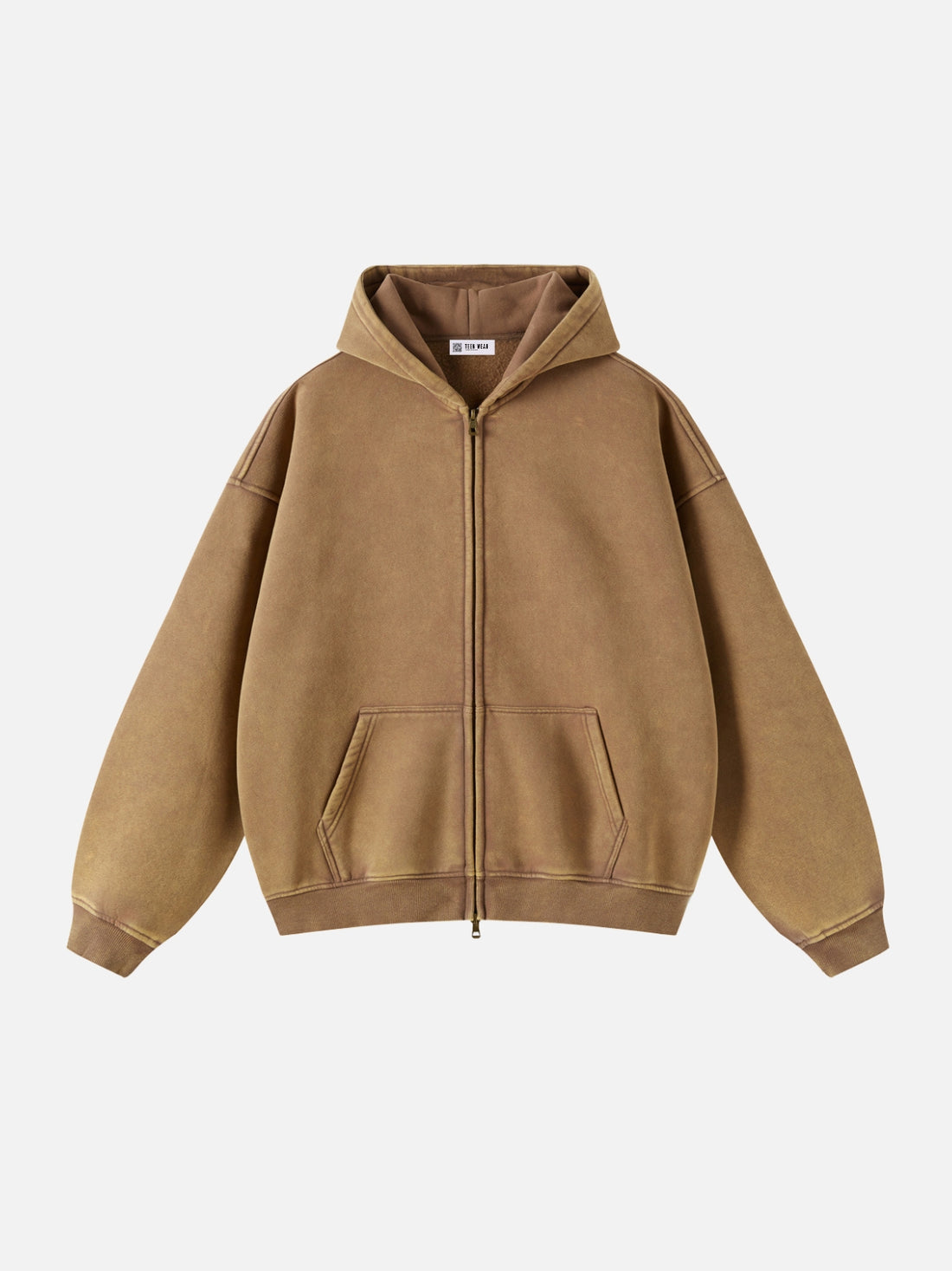 COMFY - Premium Oversized Zip Up Hoodie Brown | TEENWEAR.EU