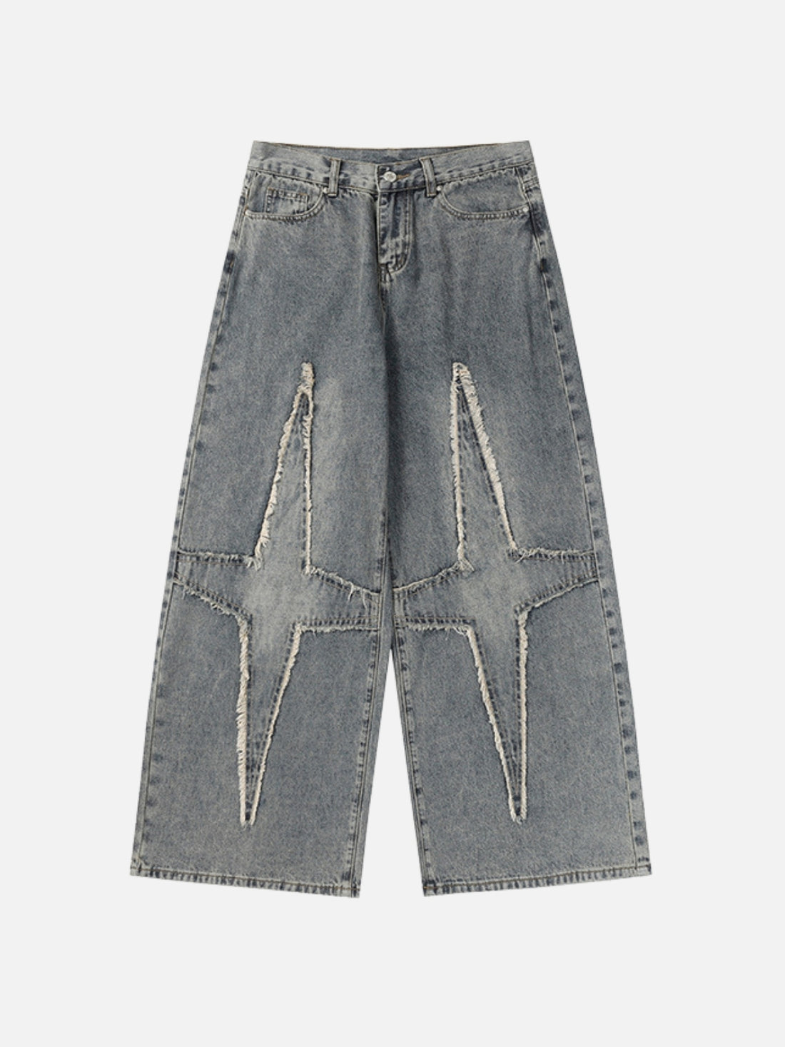 KNEE STARS - Loose Embroidered Jeans Blue | TEENWEAR.EU