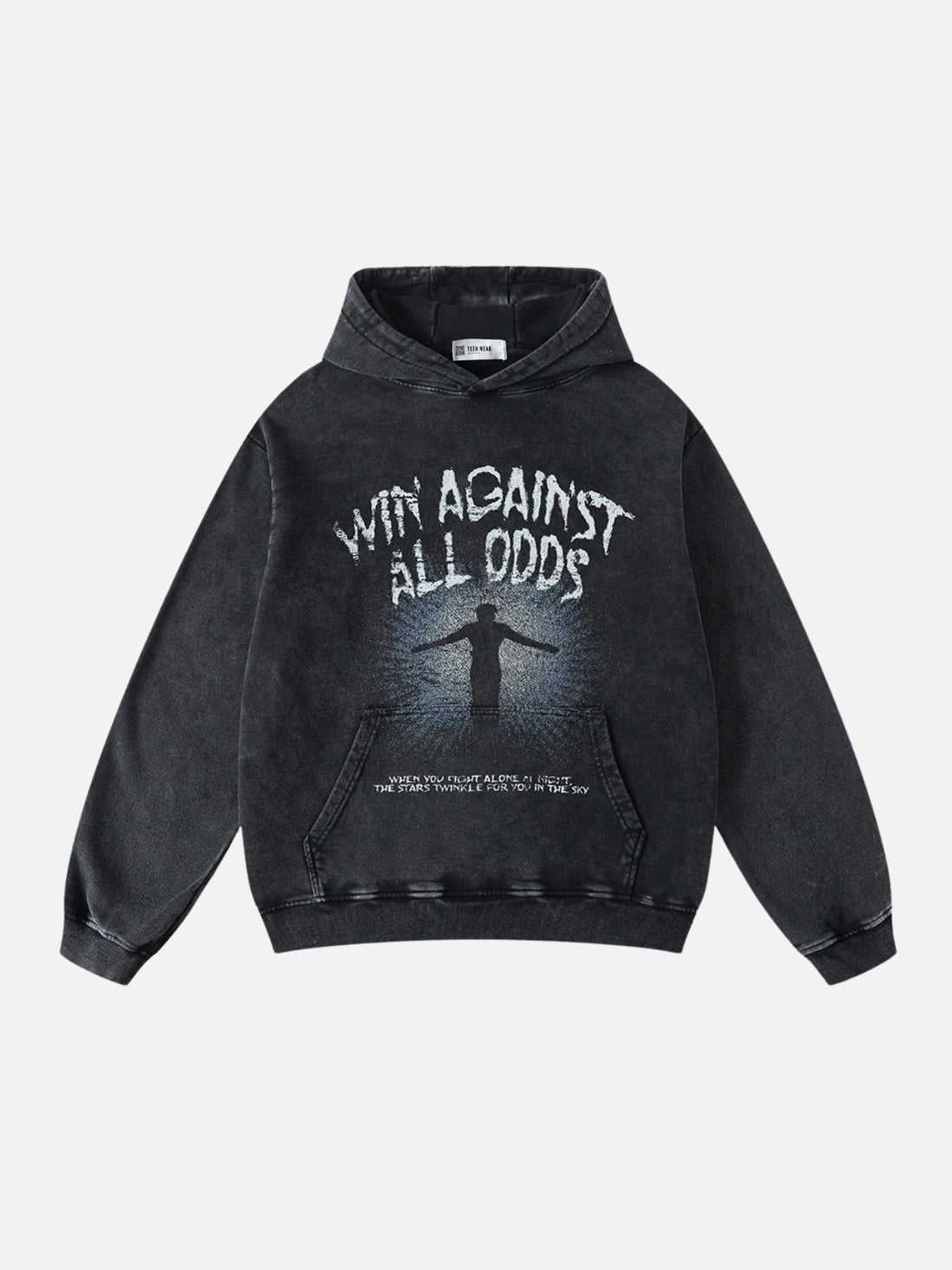 AGAINST - Oversized Print Hoodie Black | TEENWEAR.EU