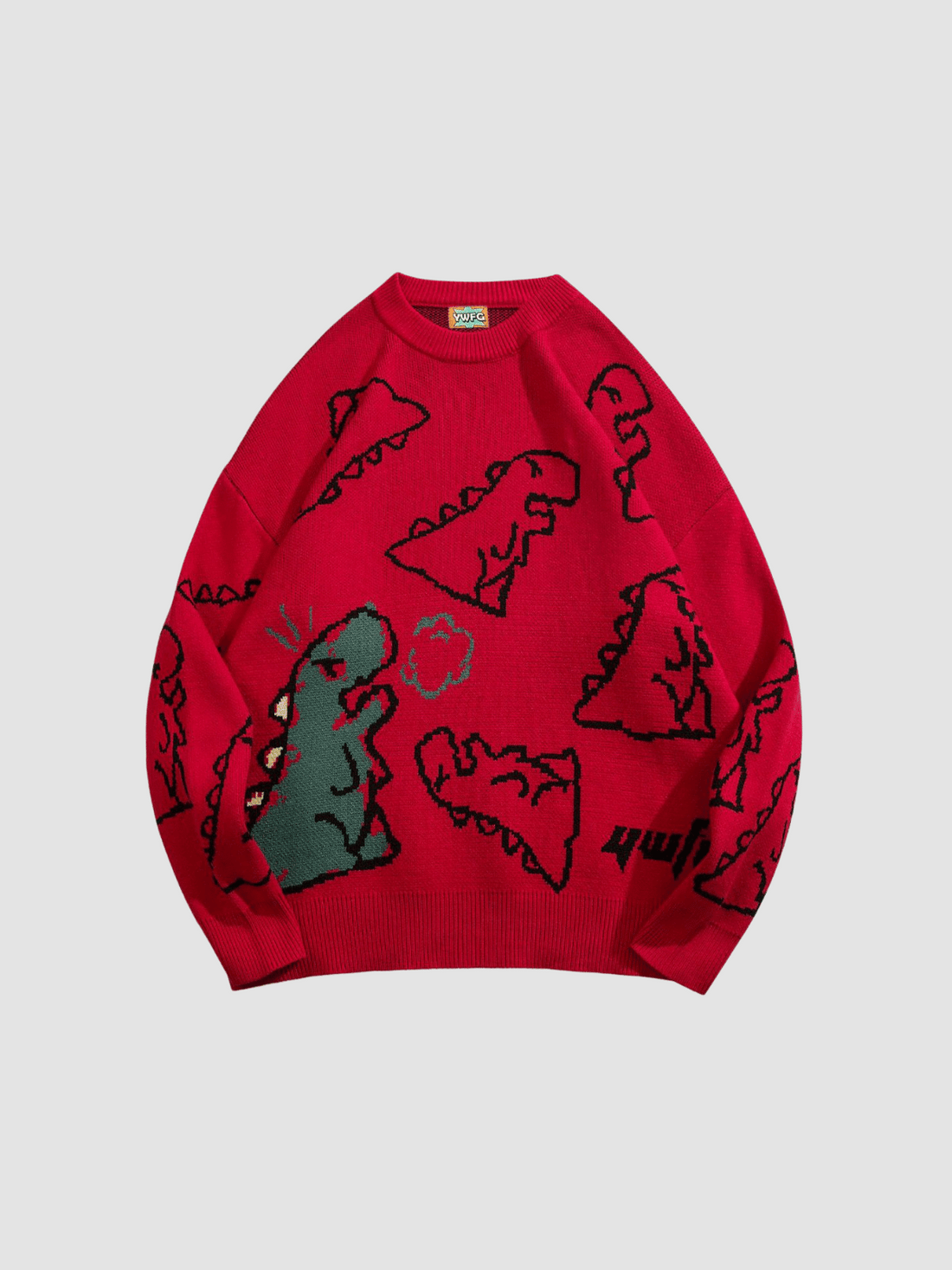 DINO - Oversized Graphic Sweater Red | TEENWEAR.EU