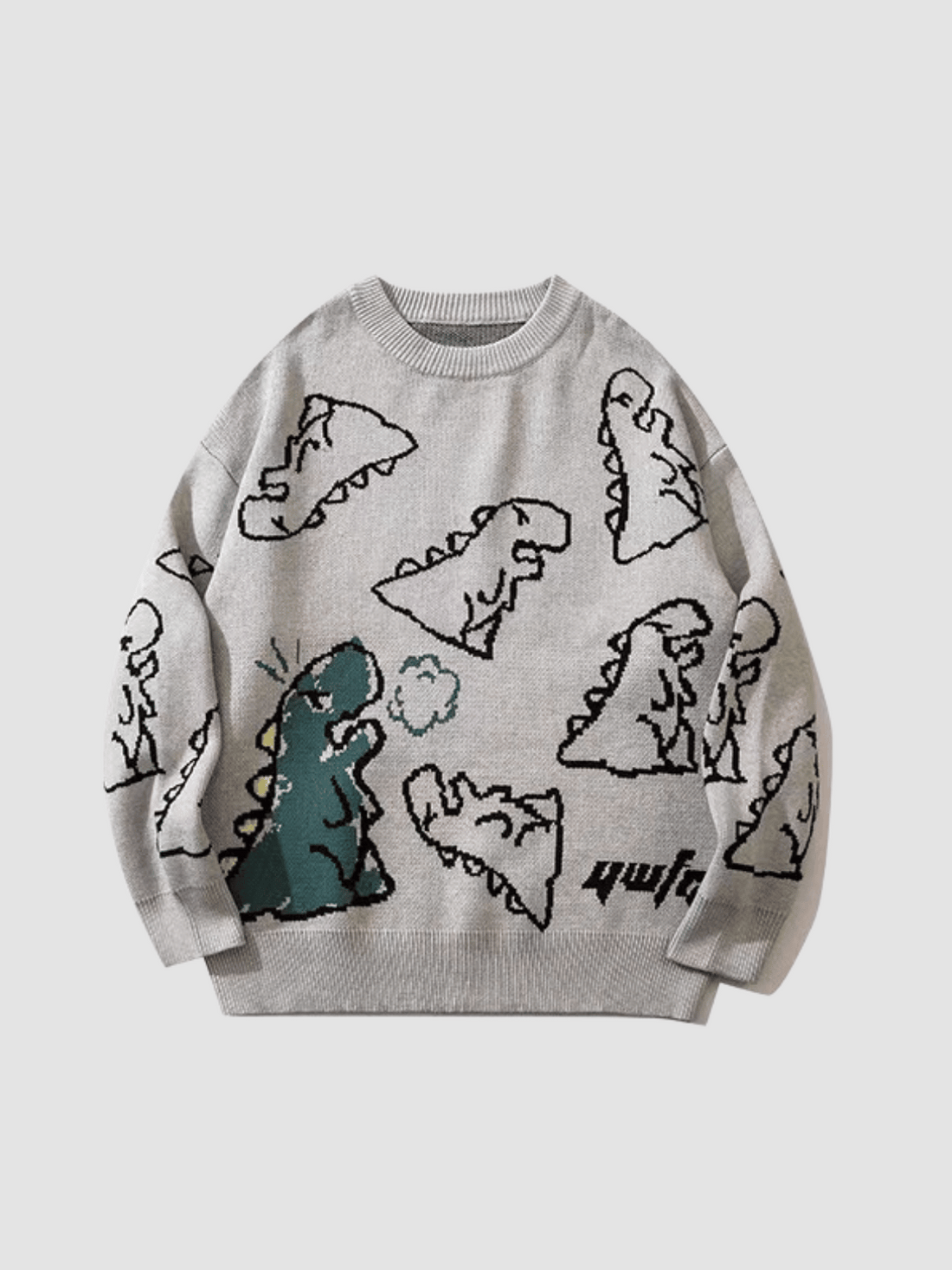 DINO - Oversized Graphic Sweater Grey | TEENWEAR.EU