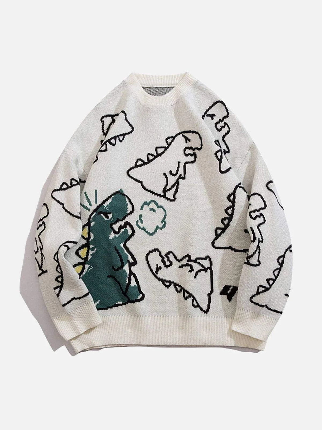 DINO - Oversized Graphic Sweater White | TEENWEAR.EU