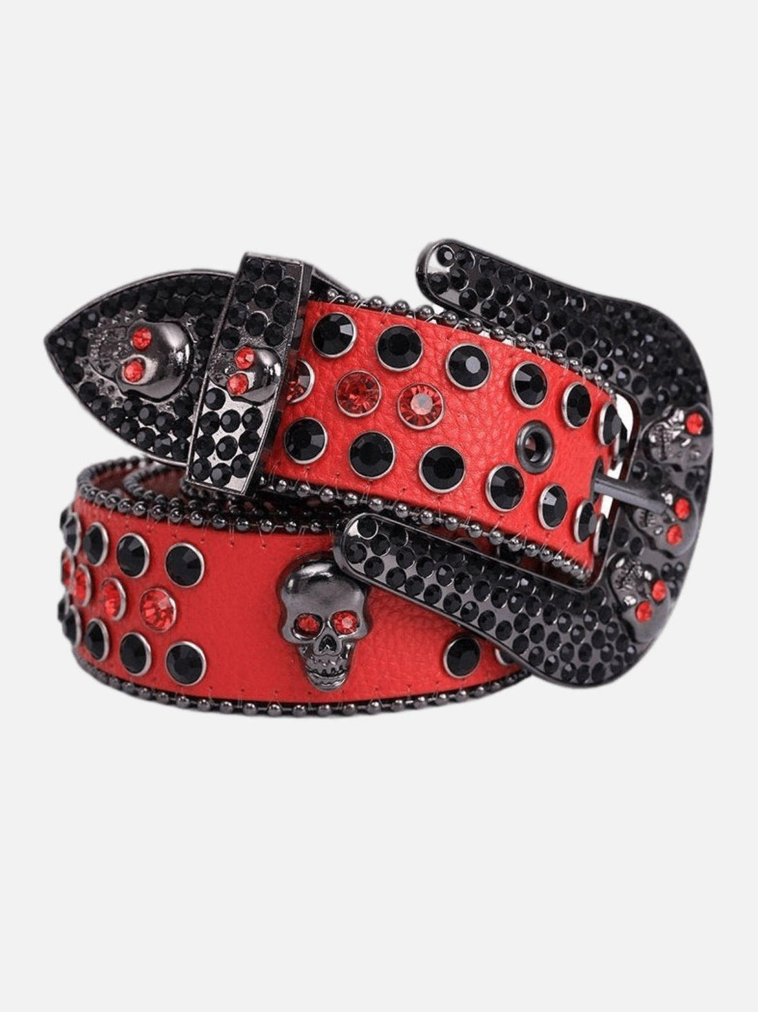 SKULL - Rhinestone Belt Red | TEENWEAR.EU